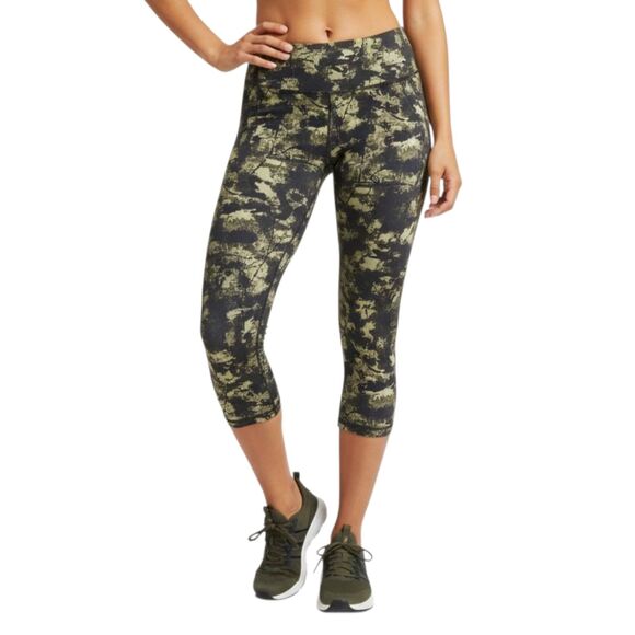 L.L. Bean Green Abstract Camo Capri Leggings Sz XS | UPF 50+ Activewear - Picture 1 of 10